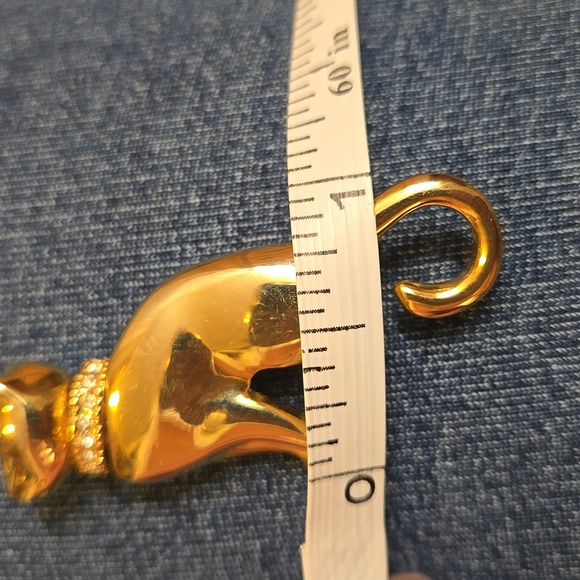 Vintage Goldtone & Rhinestone Cat Brooch - Picture 6 of 6